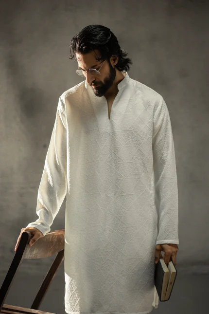 WHITE WEB Kurta Trouser